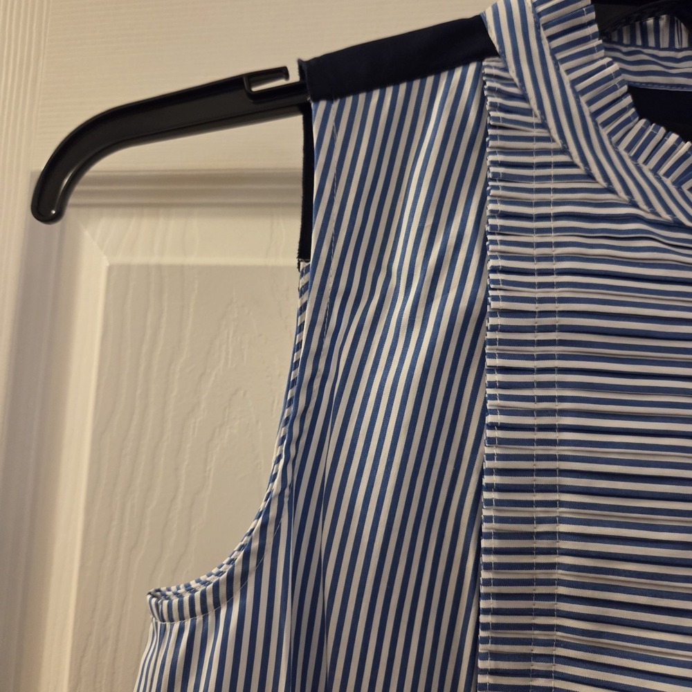J. Crew sz 2P striped sleeveless tunic top NWT‎ pleats ruffles casual preppy - Picture 4 of 14